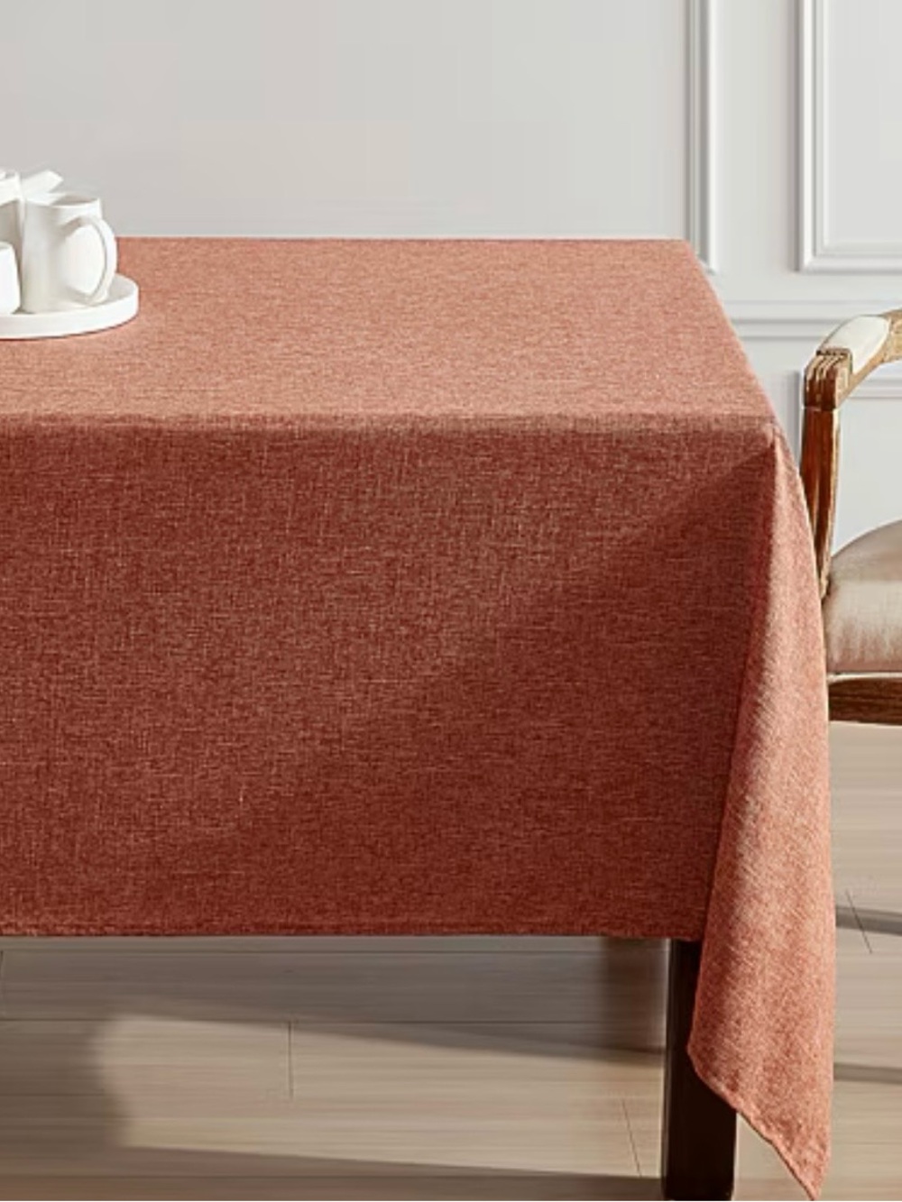 Rust Textured Dining Tablecloth - Premium Linen-Look